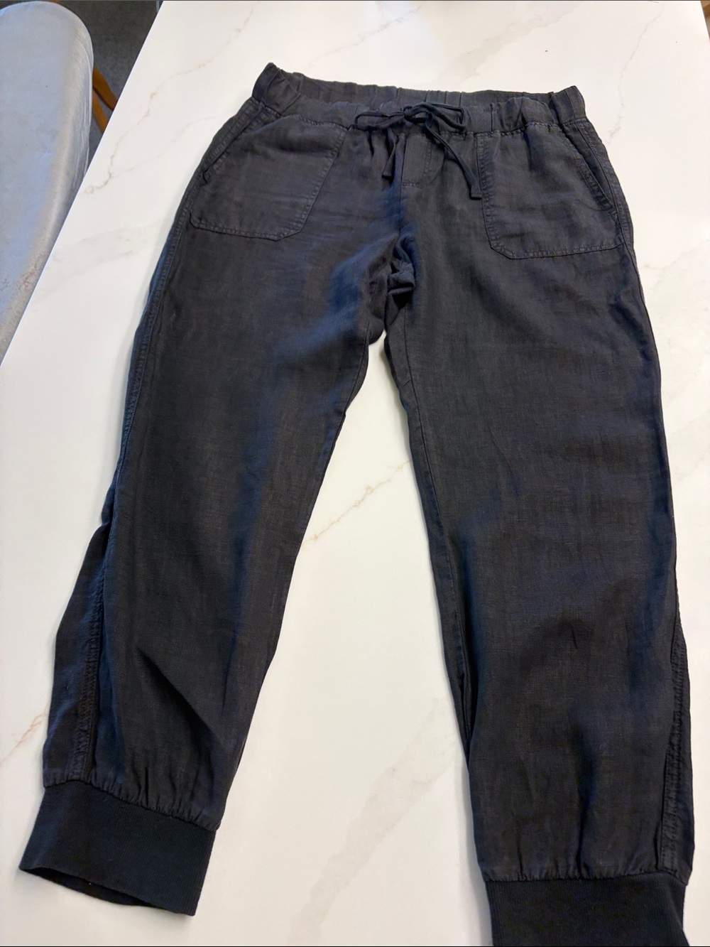 Caslon Linen Casual Drawstring Jogger Pants - Black